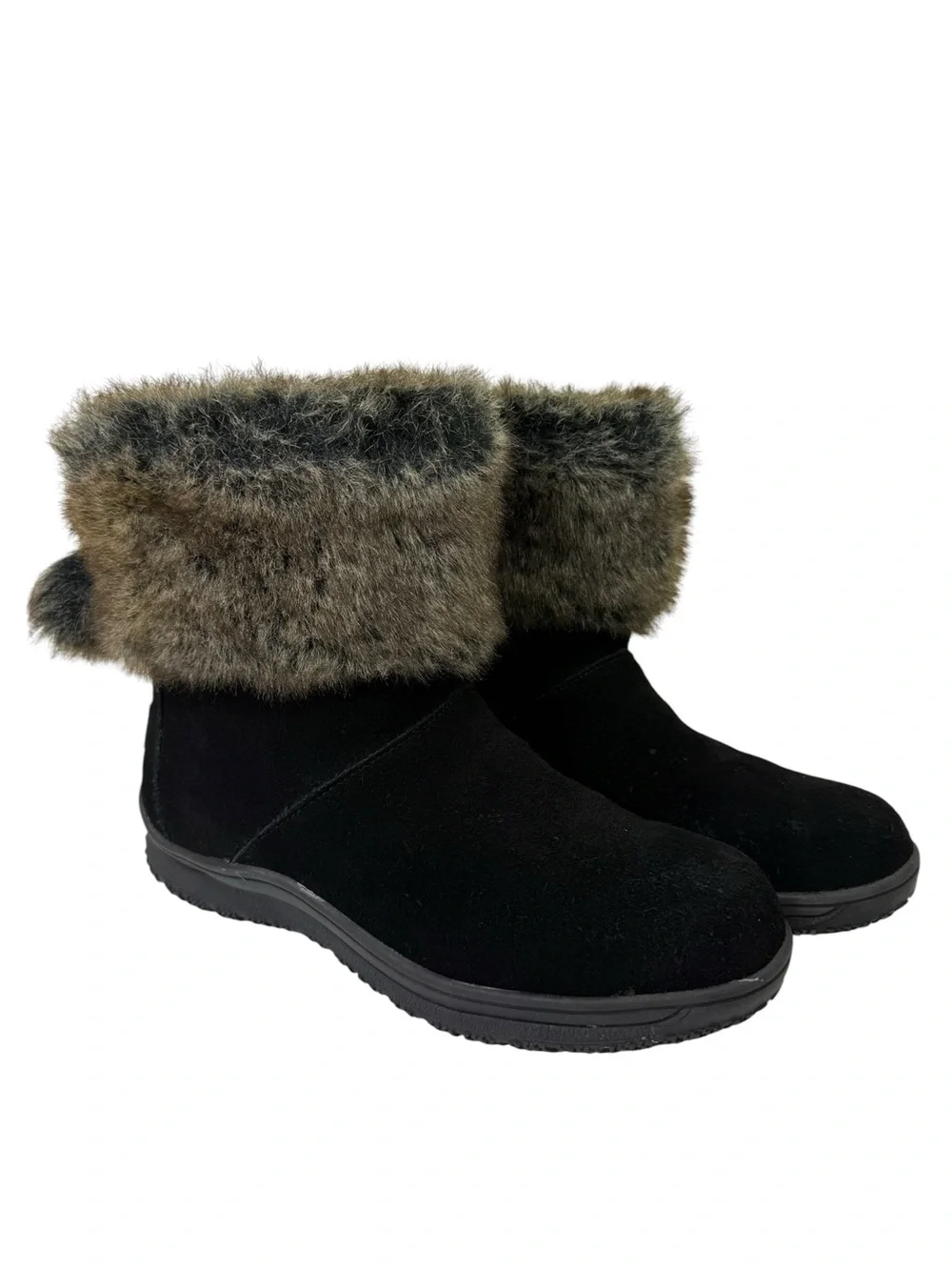 Minnetonka Suede Faux Fur Cuff Boots Size 7